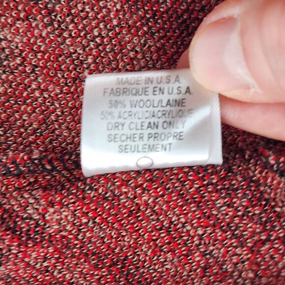 DIANE VON FURSTENBERG Red Black Geometric Button Up Wool Blend Jacket - Picture 6 of 6